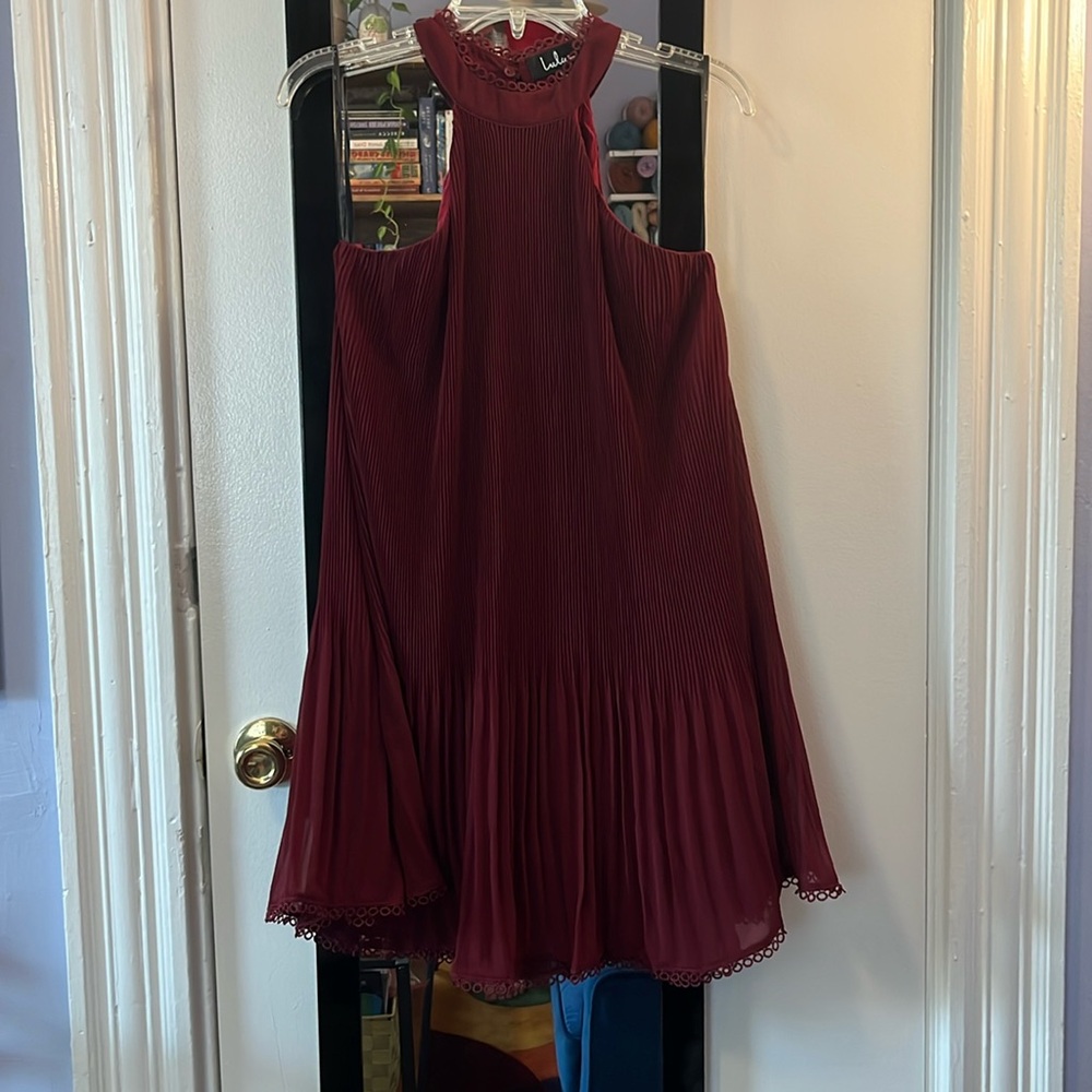 Pretty Pretty Pleats Wine Red Pleated Swing Dress